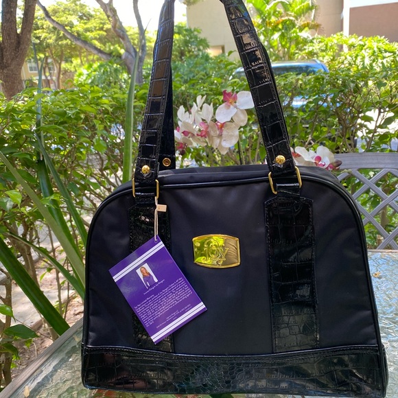 Joy Mangano Clothes It All Black Nylon and Gold Hardware Mini Weekender NWT - Picture 16 of 16